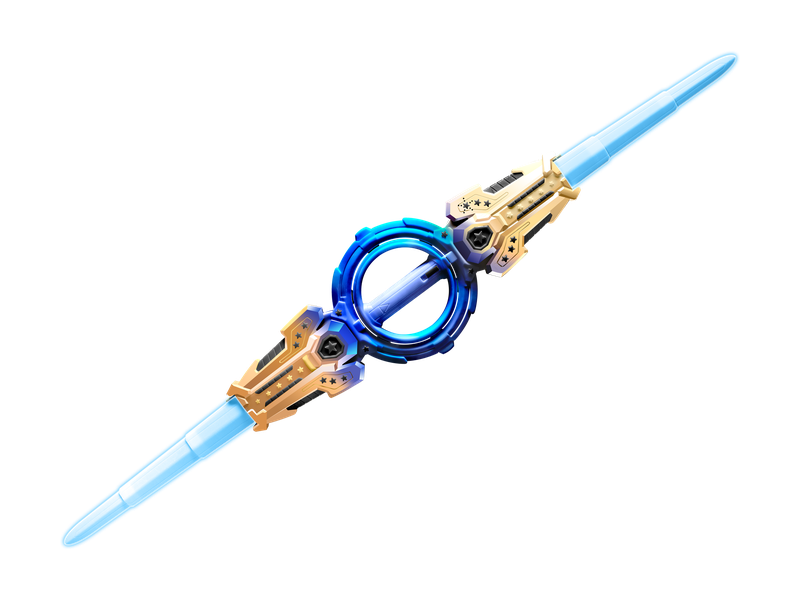 Fire Spin Double-Bladed Lightsaber Toy - Blue-Gold Edition