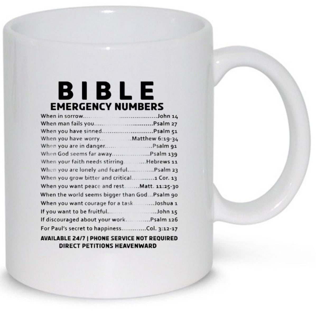 Bible Emergency Numbers Birthday Christmas Christian Gift Mug | Shop ...