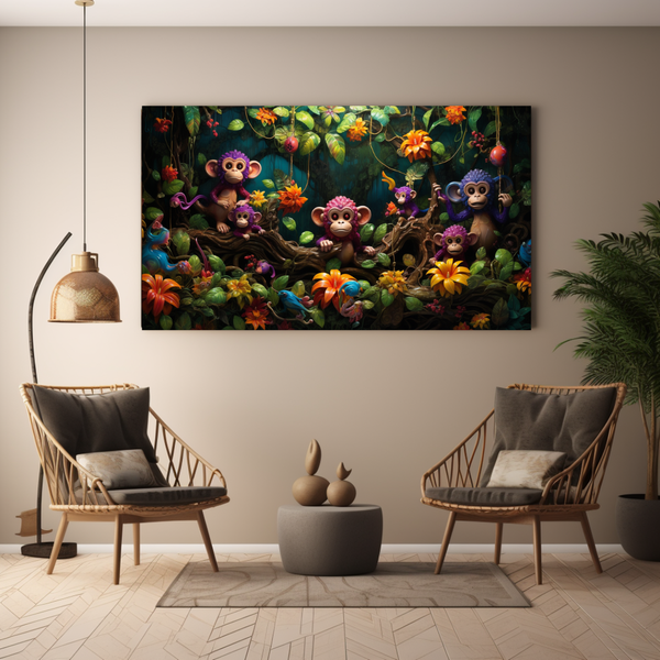 Canvas Wall Art - Monkey Whimsical Jungle - BK0066