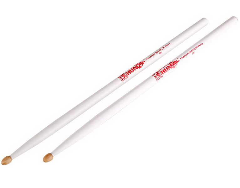 Hun HFQ15AWH Drum Sticks 5A Premium Q1 Hickory Wooden Tip White