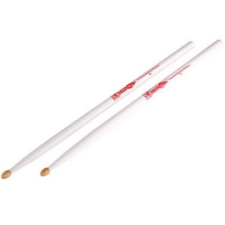 Hun HFQ15AWH Drum Sticks 5A Premium Q1 Hickory Wooden Tip White Image
