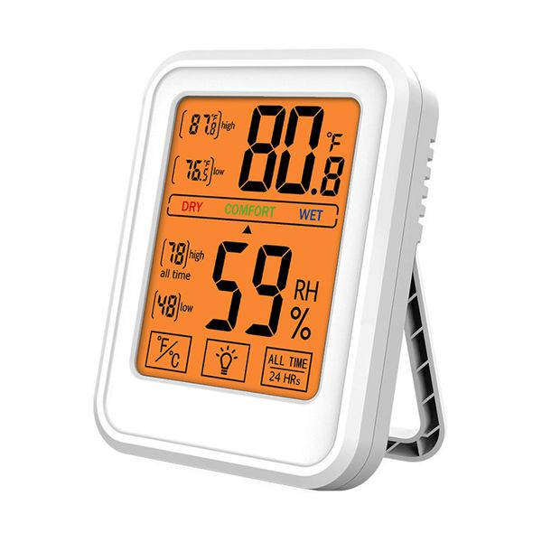 Touch Screen Digital Indoor Temperature Humidity Meter with Backlight