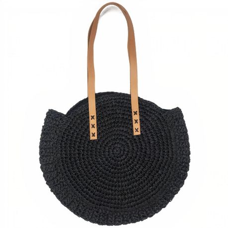 Shoulder Bags Round Straw Bag Black Straw Crossbody Bags For Women