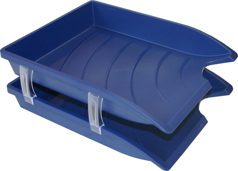 Bantex Optima Letter Tray Set with 4 risers Dark Blue