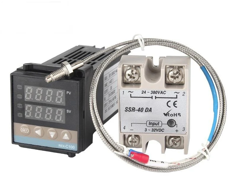 PID Temperature Controller REX-C100 REX C100 Thermostat + SSR Relay 40DA