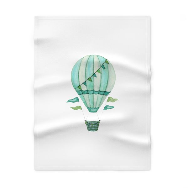 Green Hot Air Balloon Fleece Blanket 70x100cm