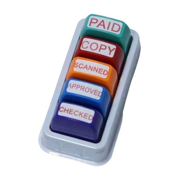 Office Rubber Stamps - Set of 5 Different Stamps
