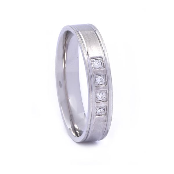 Silverbird Men's 925 Sterling Silver Cubic Zirconia Band Ring