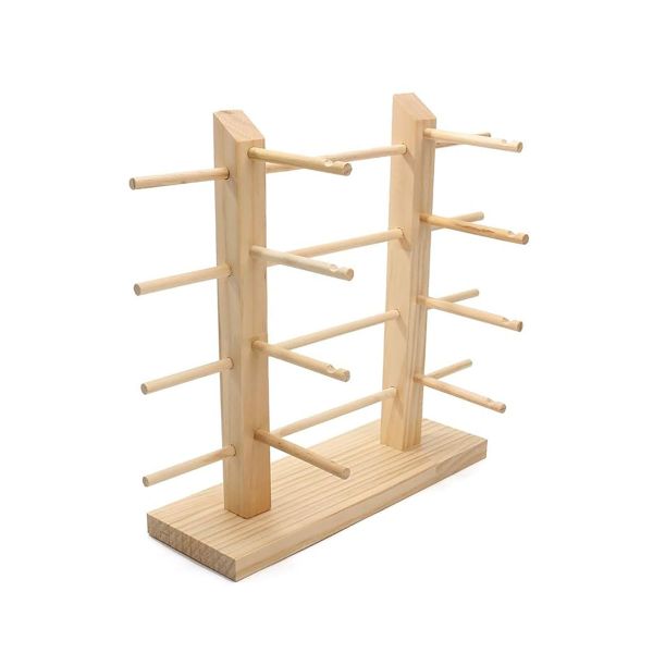 Wooden Sunglass Display Holder Double Row 8 Pairs Glasses Organizer Stand