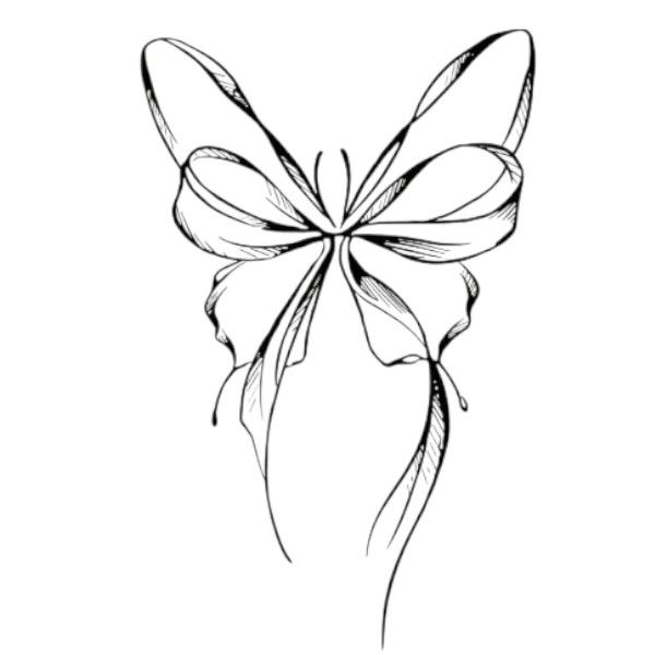 1 Piece - Heart And Butterfly Design Temporary Tattoo - Black