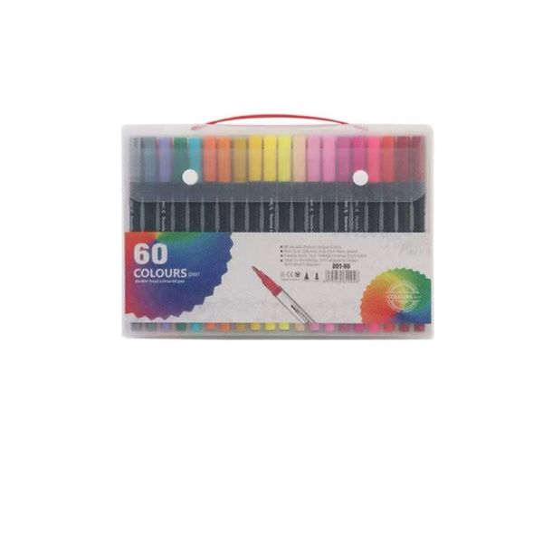 60-Color Children's Double-Ended Watercolor Pens and Markers