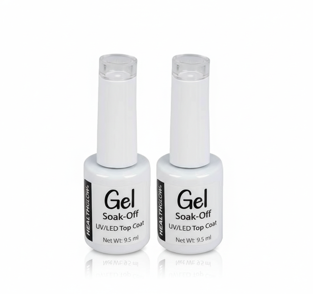 Gel Nail Polish Top Coat 9.5ml - High Gloss, Fast Drying - 2 Pack