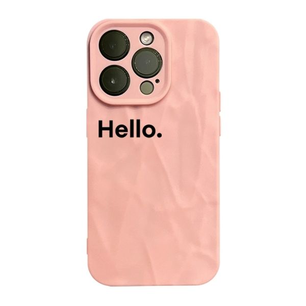 Pink-Hello print frosted phone case for iPhone 14 Pro Max / 14 Pro / 14