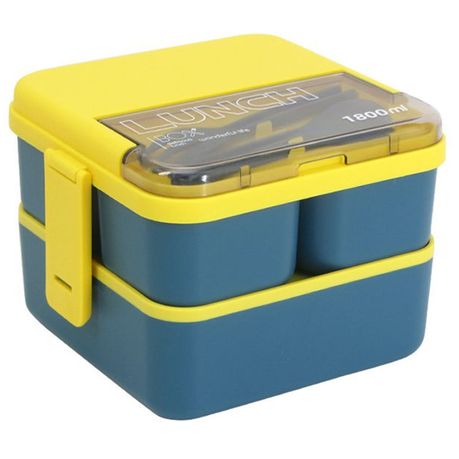 1800ml Lunch Box Set of 3 Adults Kids Bento Box Leakproof Lunch Containers Image