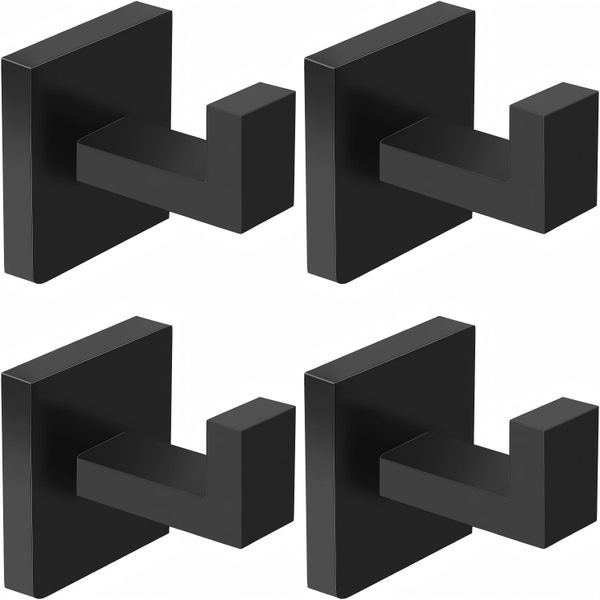 Wall Mounted Square Robe Hook Coat Hanger For Bathroom, 4 Pieces