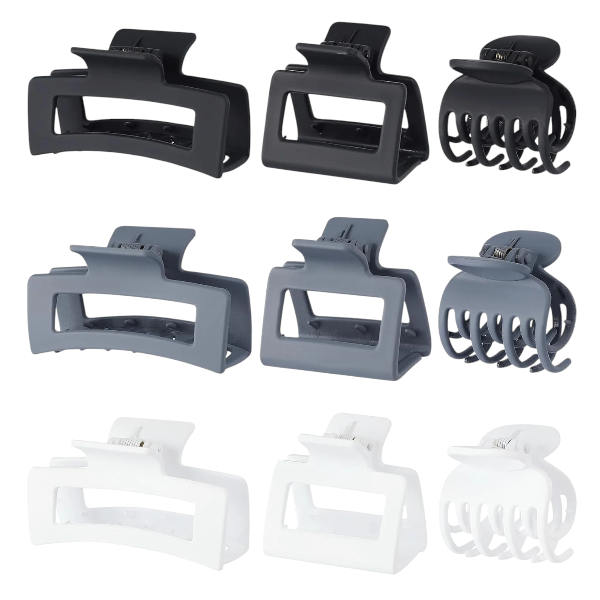 9 Piece Variety Shark Hairclip Set - Dark Blue &amp; White