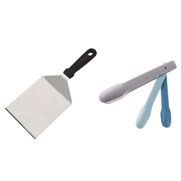 Large Stainless Steel Spatula with 3 Piece Nesting Tongs