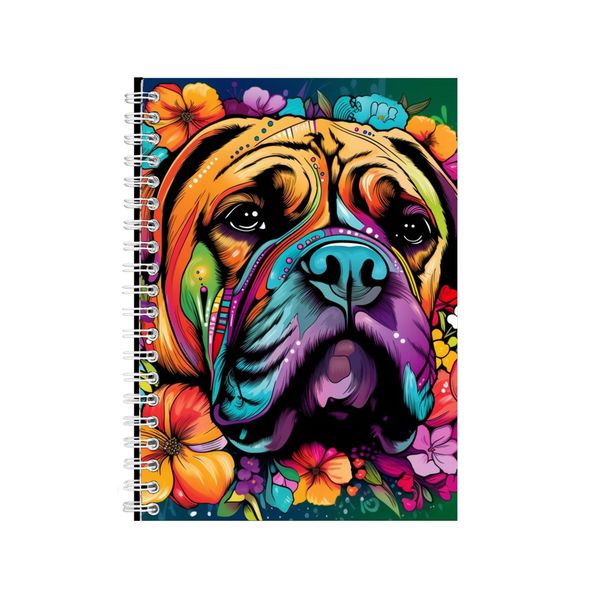 Face Of A Bullmastiff Orchids Neon Notebook Gift Idea A4 Notepad Pad 74