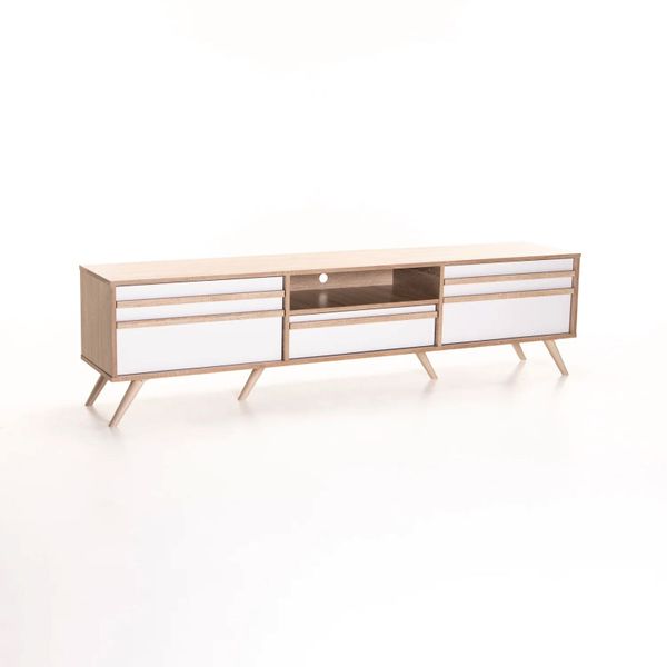 Eve 180cm 2 Door 1 Drawer Tv Unit - White/Lightoak