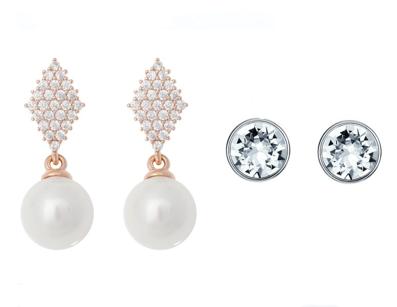 Civetta Spark Harper &amp; Chene Studs with Swarovski Clear Crystal Rose