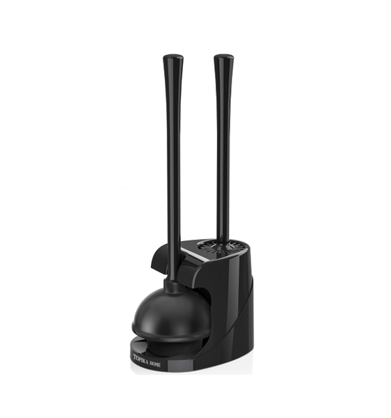 Toilet Plunger and Bowl Brush Combo for Bathroom Cleaning, Black, 1 Set