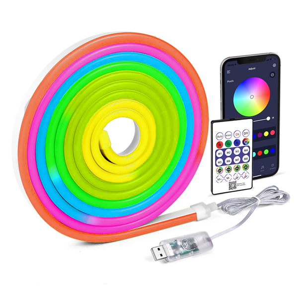 LED Neon Rope Light 5m RGB, Smart App + Remote Control ,Flexible Lighting