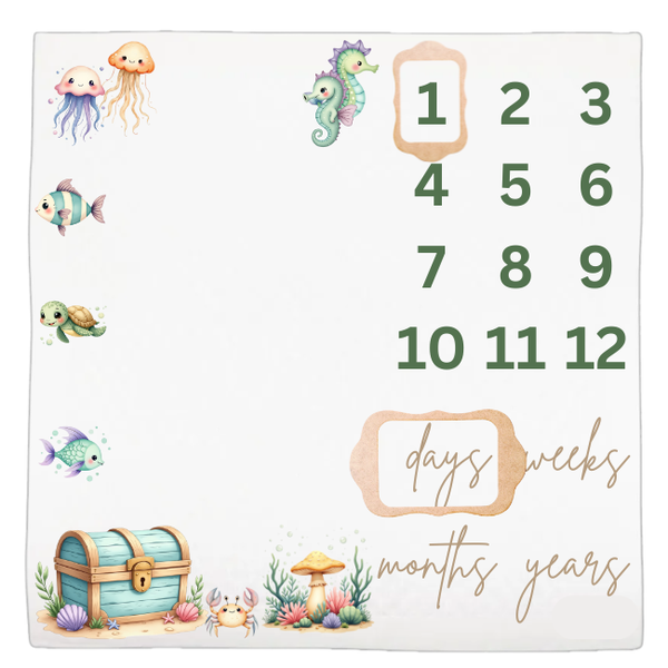Baby Milestone Blanket Soft Memory Blanket-Coral Reef