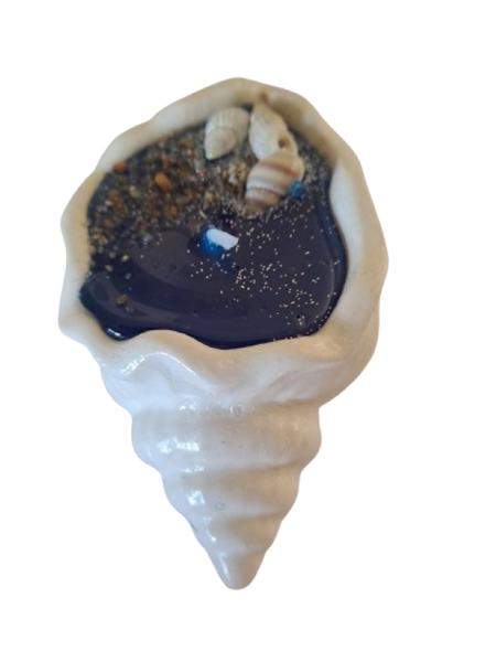Oceanic Oasis Shell Jar Candle, Blue Gel wax, 9.5cm, Musk &amp; Vanilla Candle