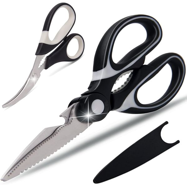 Kitchen Shears Sturdy Kitchen Scissors Stainless Steel for Food - Set of 2
