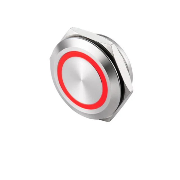 AVP19FW-LP-M1SCR12 - 19mm Low Profile Momentary Switch, Red LED, IP65