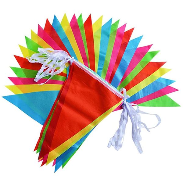 Decor 150Pieces Birthday Party Multicolour Triangle Flag Bunting (35cm) -100m