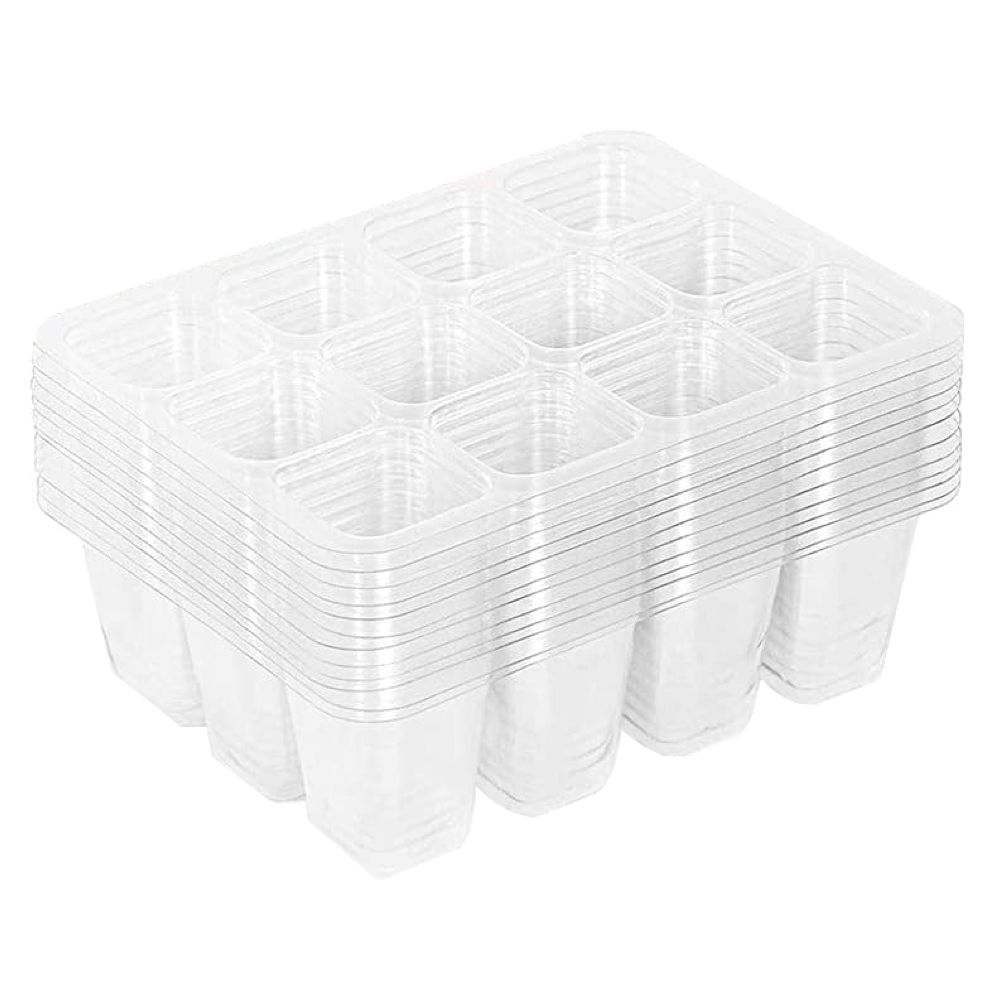 Garden Ventilated 12 Hole Seedling Growing Tray Starter Kit Set of 10 ...