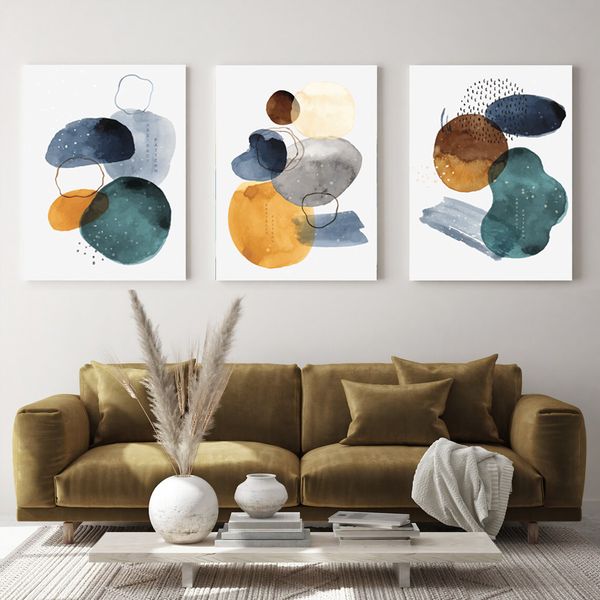 White Cotton Canvas cm Abstract Wall Art