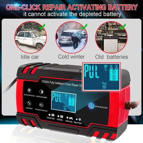  4 Modes Car Battery Charger, 24V/12V Battery Charger Automotive,  4A/8A LCD Battery Charger Switching Automatically from Fast Charging to  Trickle Charging for AGM Lead-Acid Batteries : Automotive