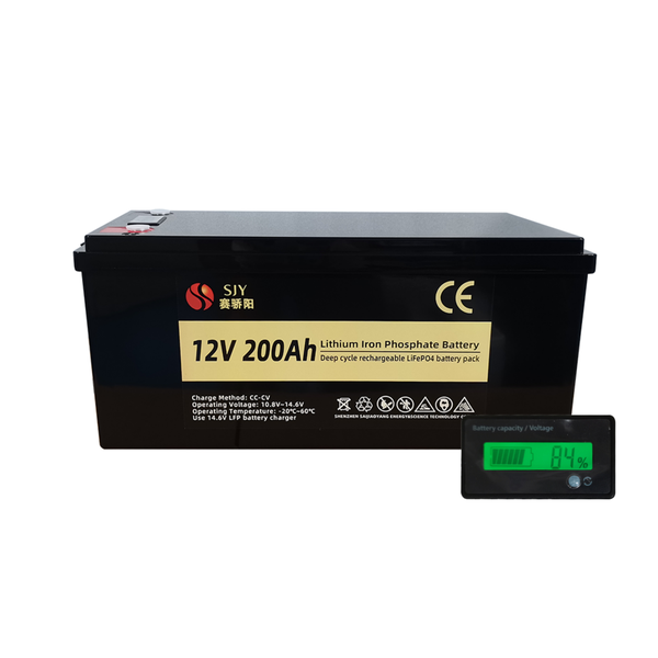 Grade A LiFePO4 Battery 12V 200Ah Battery Build in BMS with LCD for RV Car