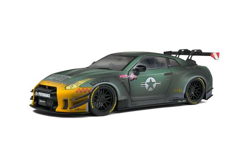 Solido-1/18 Nissan GT-R (R35) W/ Liberty Walk Body Kit 2.0 -Army Fighter