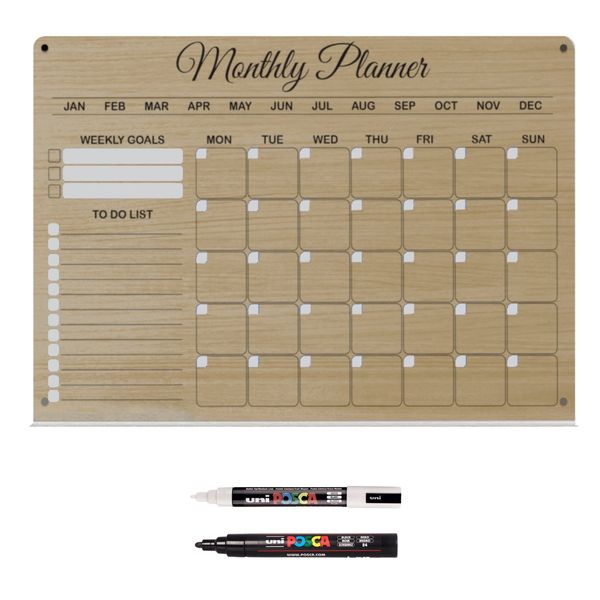 Grey Acrylic Write &amp; Wipe Monthly Planner With W image