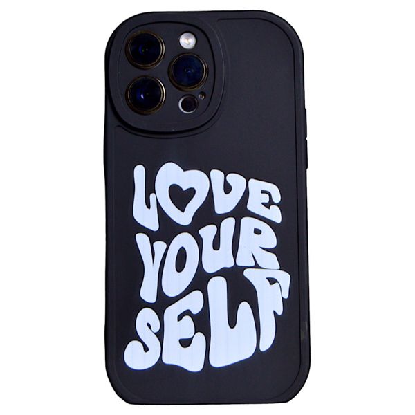 Solid Black - Phone Case with Love Yourself - Iphone 14 Pro Max