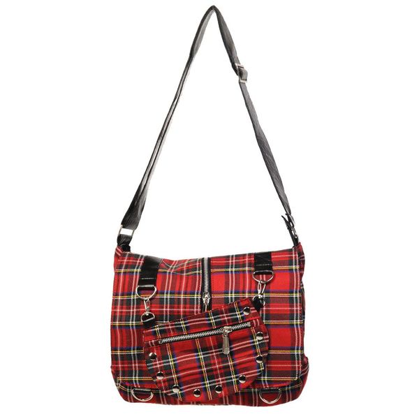 Banned Alternative - Red Tartan Messenger Bag