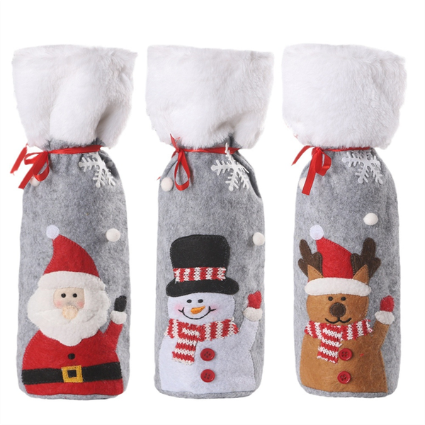 3PCS Christmas Wine Bottle Cover Merry Christmas Decor