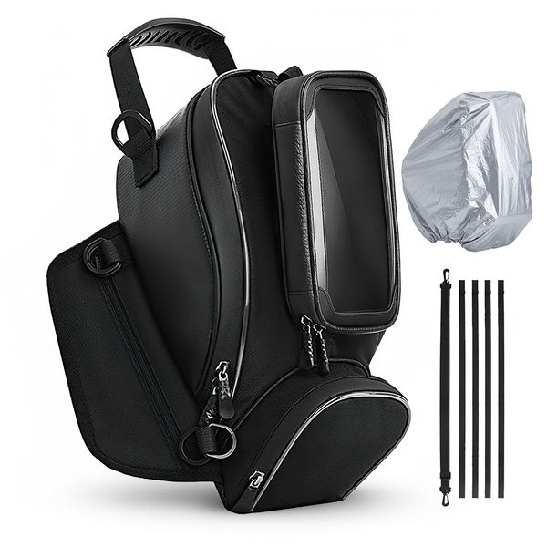Topika Waterproof Motorcycle Tank Bag with Phone Pocket, Rain Cover, Strap