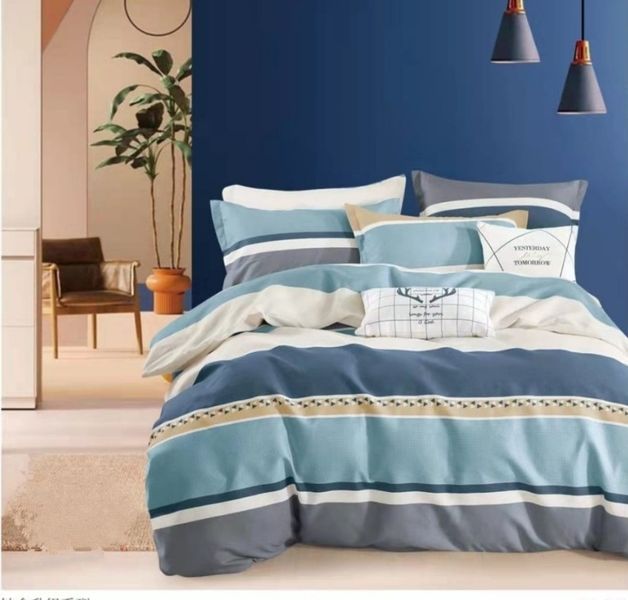 MUT : 3 Pieces Soft Touch Three Quarter Duvet Cover Set : Blue / grey