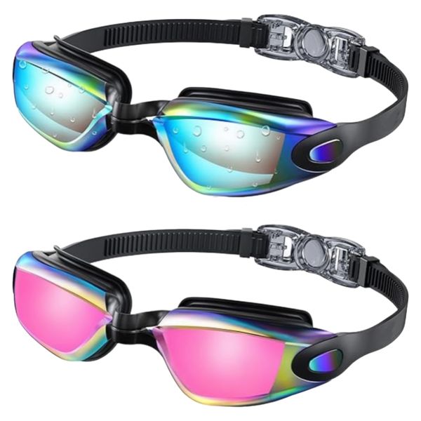 Swim Goggles, 2 Pack Swimming Goggles No Leaking Adult Men Women Youth