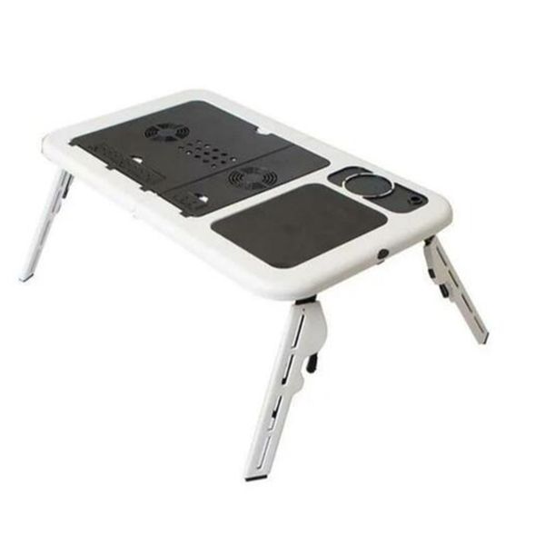 E-Table Portable Laptop Stand with 2 USB Cooling Fans - White