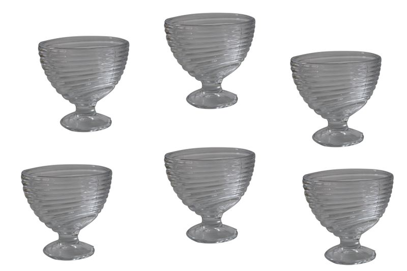 Heavenly Sweet 6 Piece Swirl Glass Ice Cream &amp; Sundae Bowls