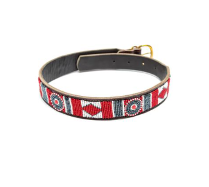Flexy Handmade Maasai Beaded Leather Dog Collar