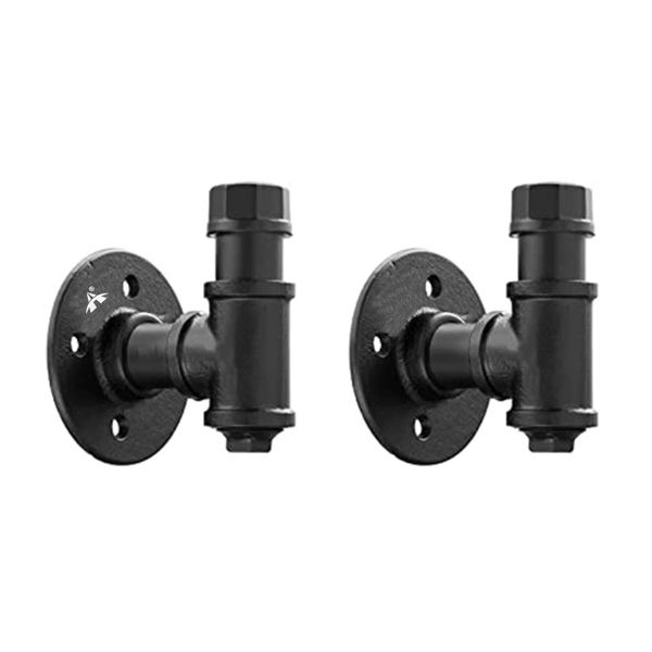 ALANES 2 Pieces Hanging Wall Hooks Rustic Industrial Iron Pipe Coat Hook