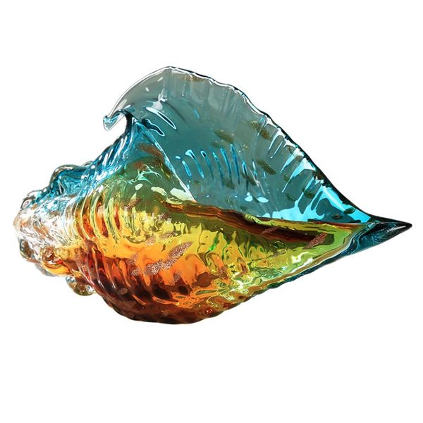 Decor Handmade Art Crystal Blown Glass Conch Shell Figurine - 32cm