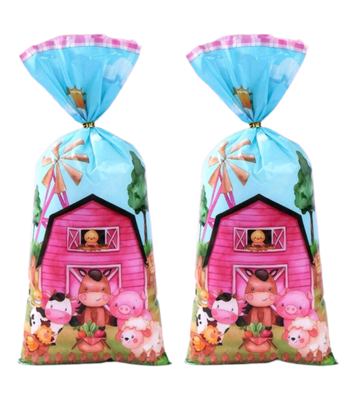 Party Favor Bags With Twist Tie - Farm Set of 25