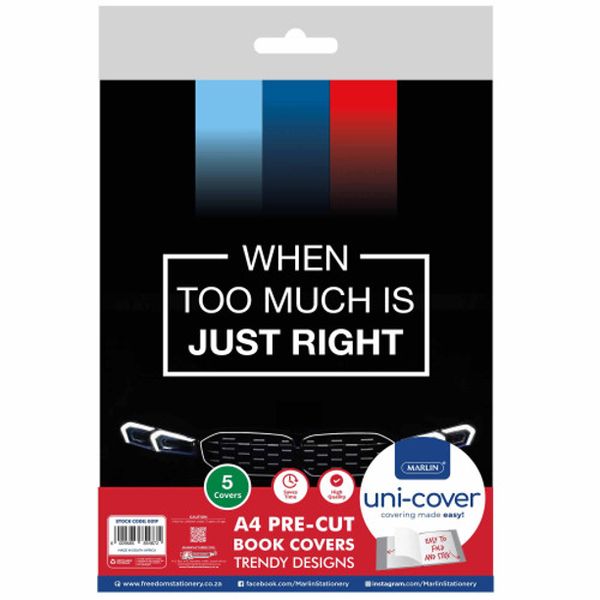 Marlin A4 BMW Power Precut Book Covers -5 Pack